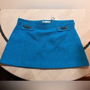 Zara Turquoise Mini Skirt with Chain Detail